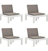 VidaXL Tuinstoelen met kussens 4 st kunststof wit