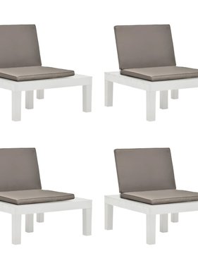 VidaXL Tuinstoelen met kussens 4 st kunststof wit