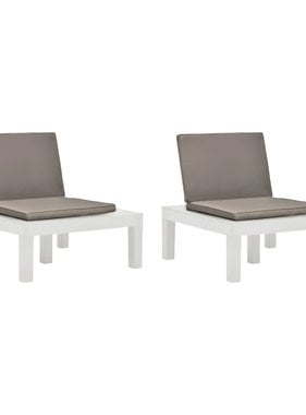 VidaXL Tuinstoelen met kussens 2 st kunststof wit