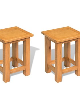 VidaXL Bijzettafels 2 st 27x24x37 cm massief eikenhout