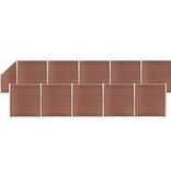 VidaXL Schuttingset 10 vierkant en 1 schuin 1830x186 cm HKC bruin