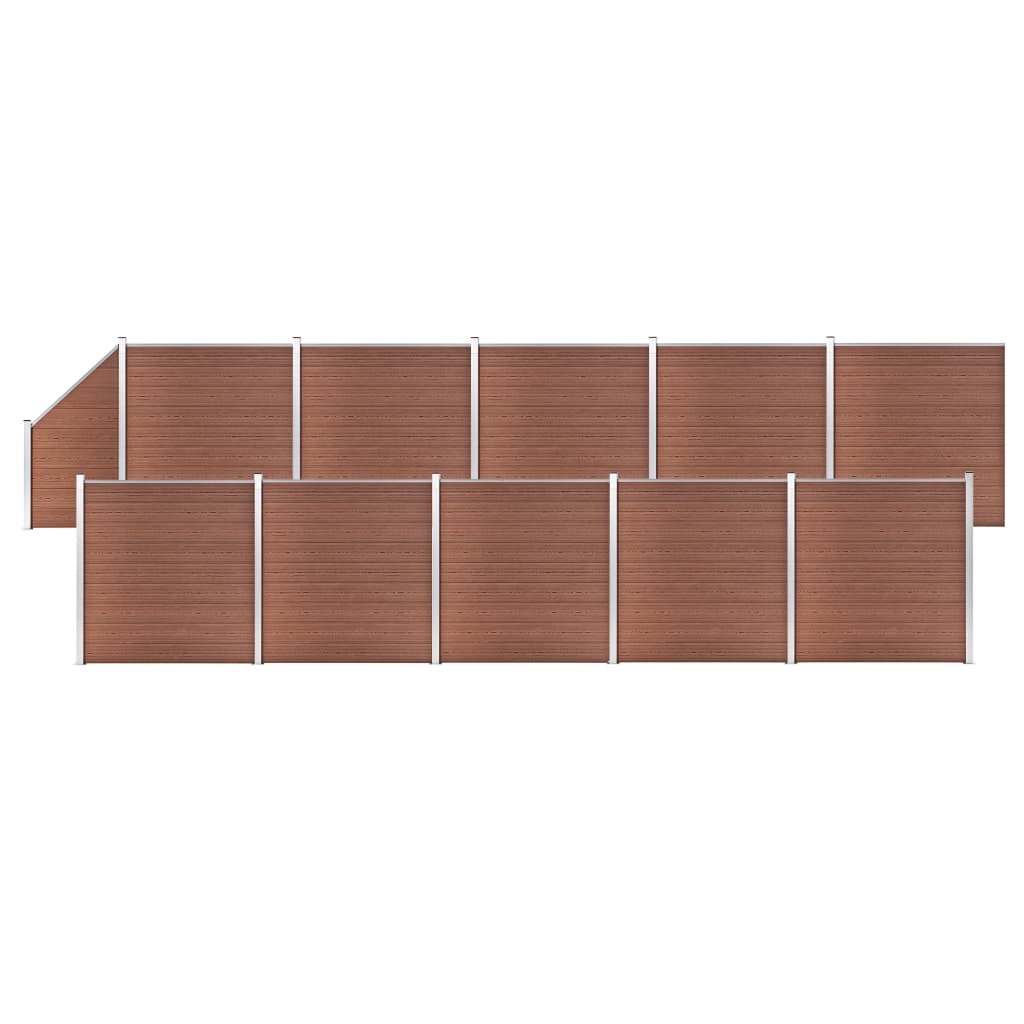 VidaXL Schuttingset 10 vierkant en 1 schuin 1830x186 cm HKC bruin