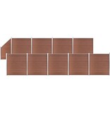 VidaXL Schuttingset 9 vierkant en 1 schuin 1657x186 cm HKC bruin
