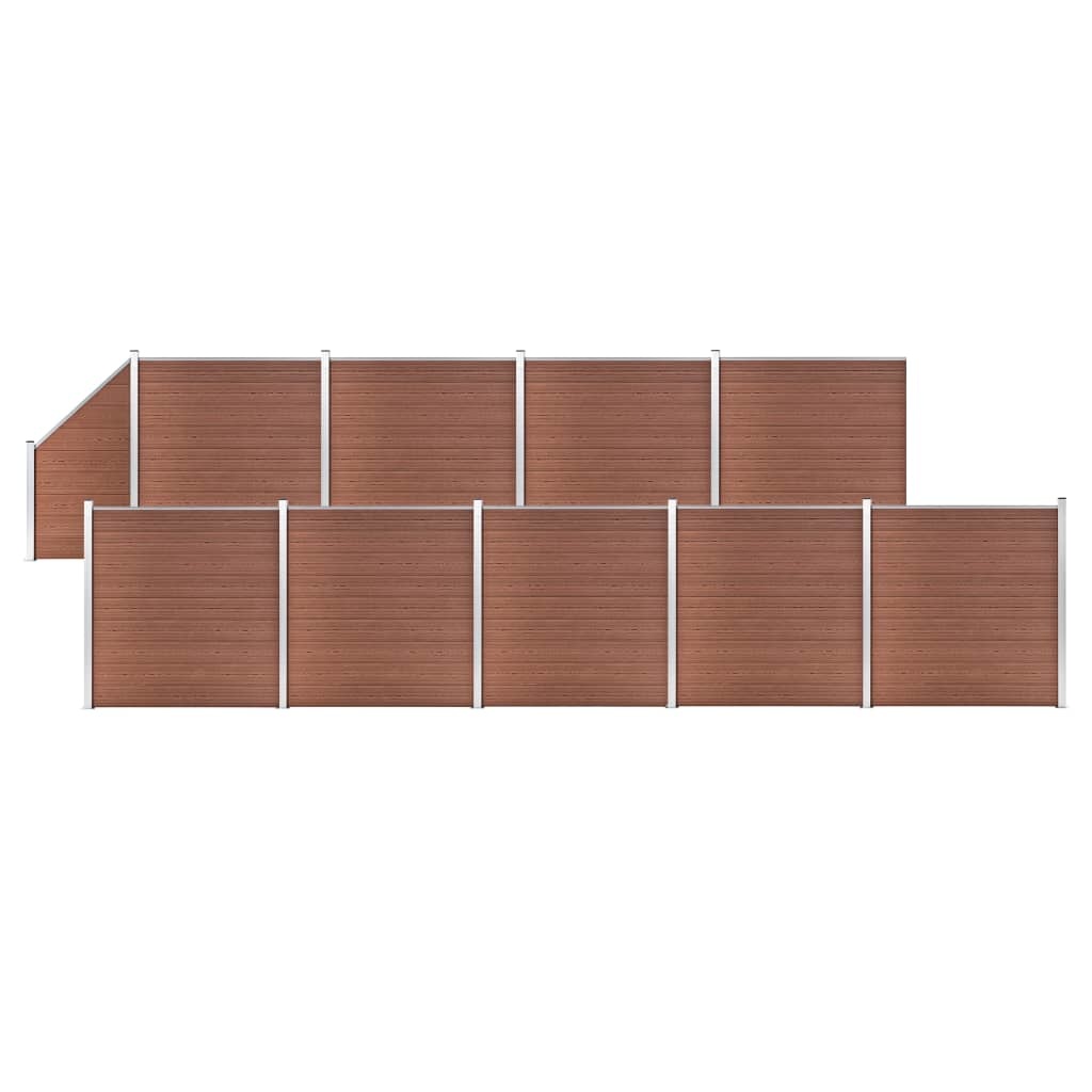 VidaXL Schuttingset 9 vierkant en 1 schuin 1657x186 cm HKC bruin