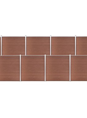 VidaXL Schuttingset 8 vierkant en 1 schuin 1484x186 cm HKC bruin