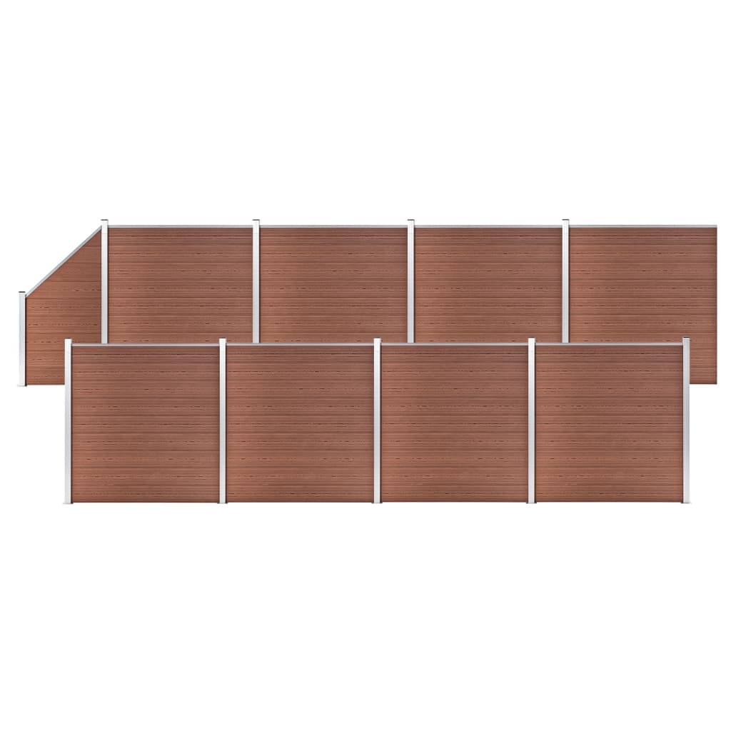 VidaXL Schuttingset 8 vierkant en 1 schuin 1484x186 cm HKC bruin