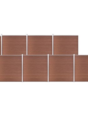 VidaXL Schuttingset 7 vierkant en 1 schuin 1311x186 cm HKC bruin