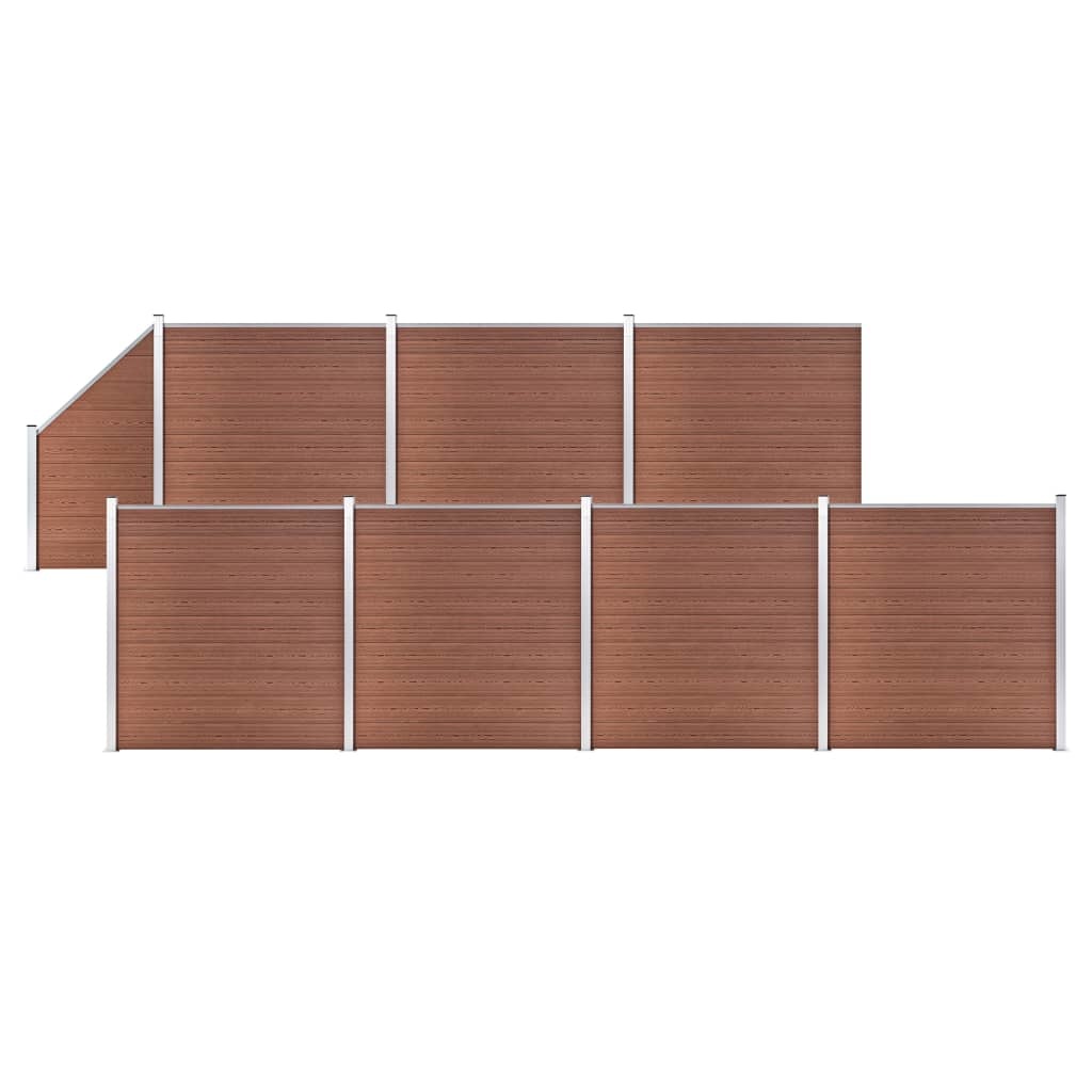 VidaXL Schuttingset 7 vierkant en 1 schuin 1311x186 cm HKC bruin