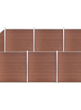 VidaXL Schuttingset 6 vierkant en 1 schuin 1138x186 cm HKC bruin
