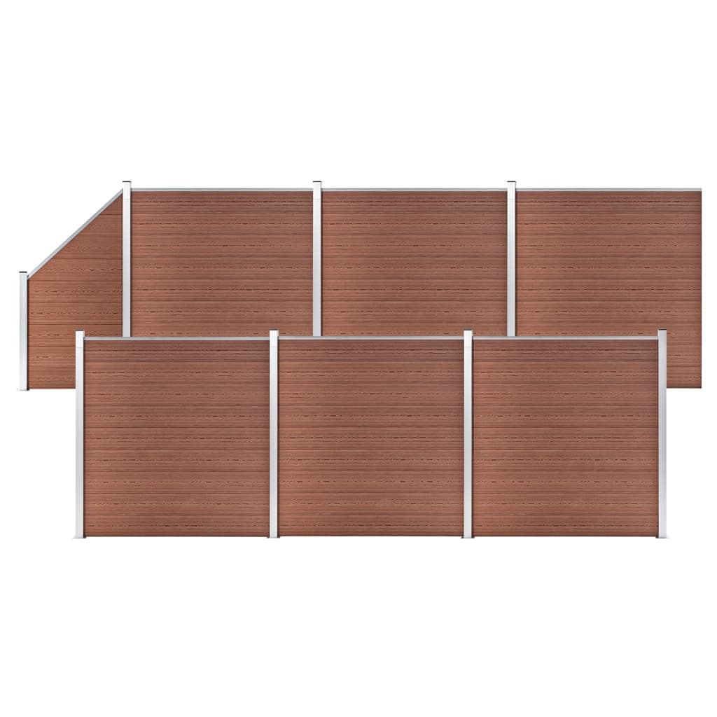 VidaXL Schuttingset 6 vierkant en 1 schuin 1138x186 cm HKC bruin
