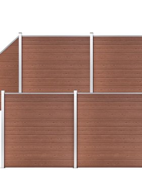 VidaXL Schuttingset 4 vierkant en 1 schuin 792x186 cm HKC bruin