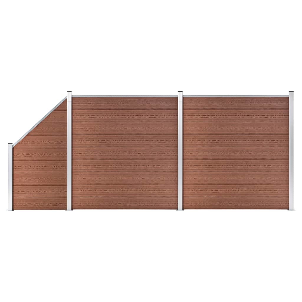 VidaXL Schuttingset 2 vierkant en 1 schuin 446x186 cm HKC bruin