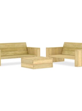 VidaXL 3-delige Loungeset geïmpregneerd grenenhout