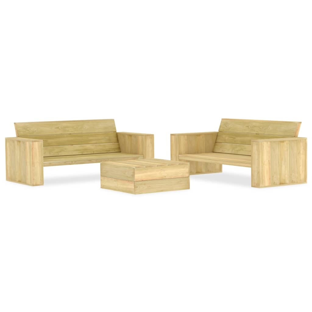 VidaXL 3-delige Loungeset geïmpregneerd grenenhout