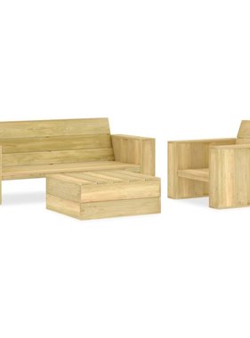 VidaXL 3-delige Loungeset geïmpregneerd grenenhout