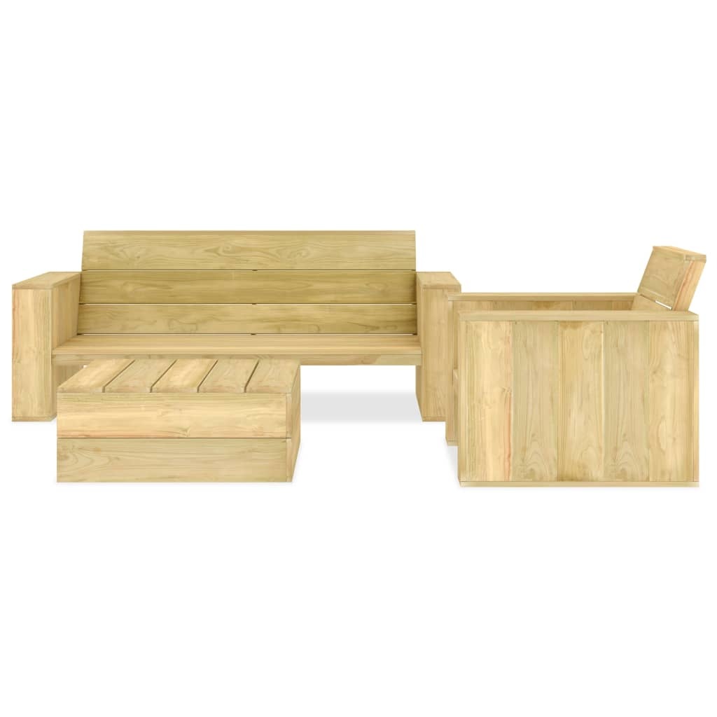 VidaXL 3-delige Loungeset geïmpregneerd grenenhout