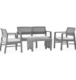 VidaXL 4-delige Loungeset met kussens kunststof antraciet