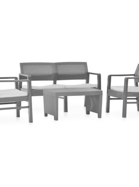 VidaXL 4-delige Loungeset met kussens kunststof antraciet