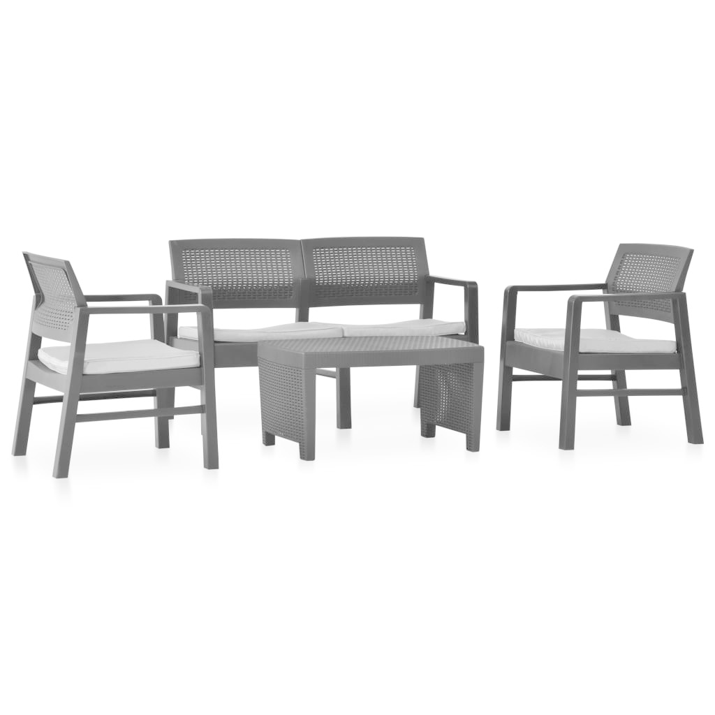 VidaXL 4-delige Loungeset met kussens kunststof antraciet