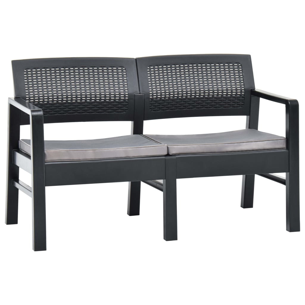 VidaXL 4-delige Loungeset met kussens kunststof antraciet
