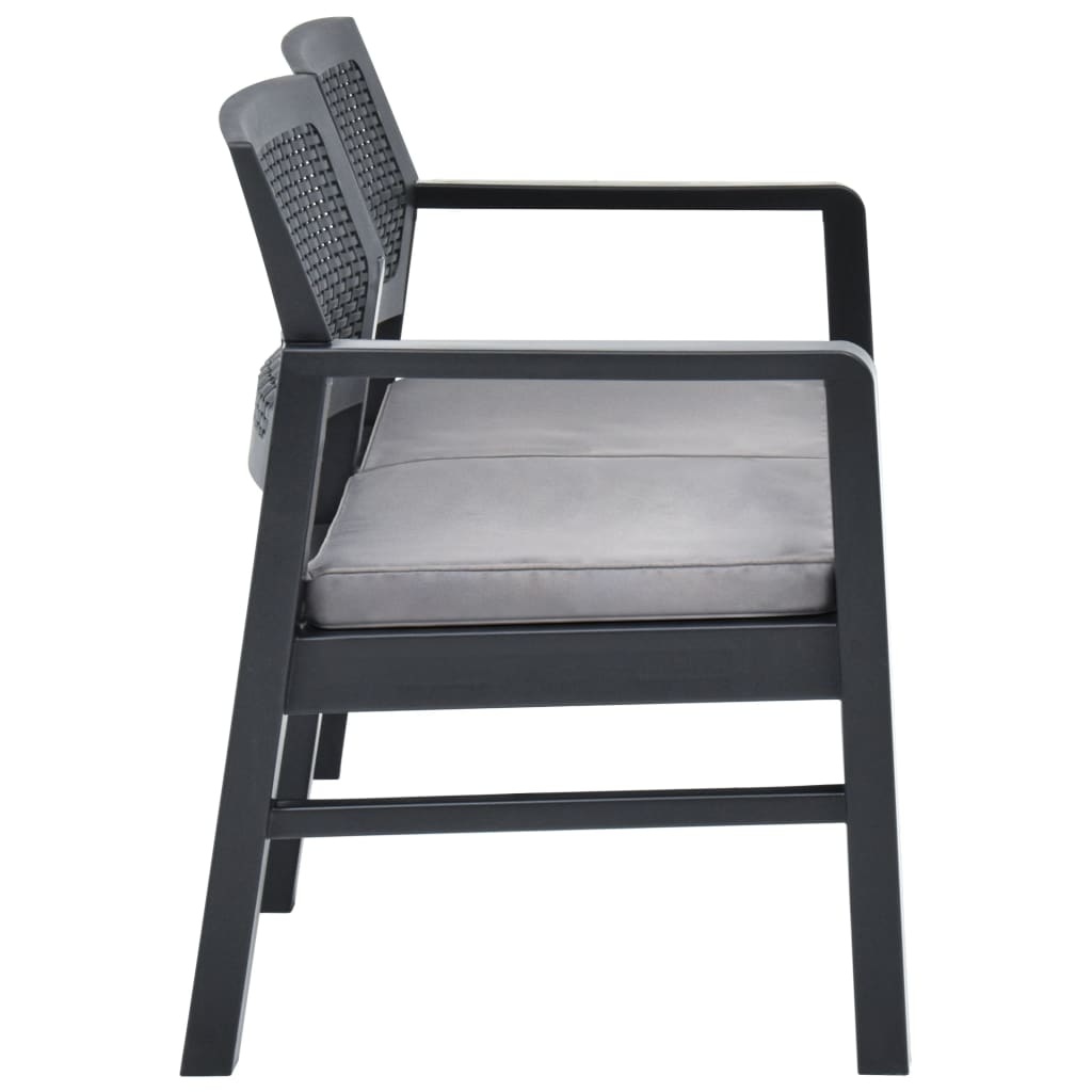 VidaXL 4-delige Loungeset met kussens kunststof antraciet