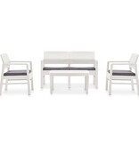 VidaXL 4-delige Loungeset met kussens kunststof wit