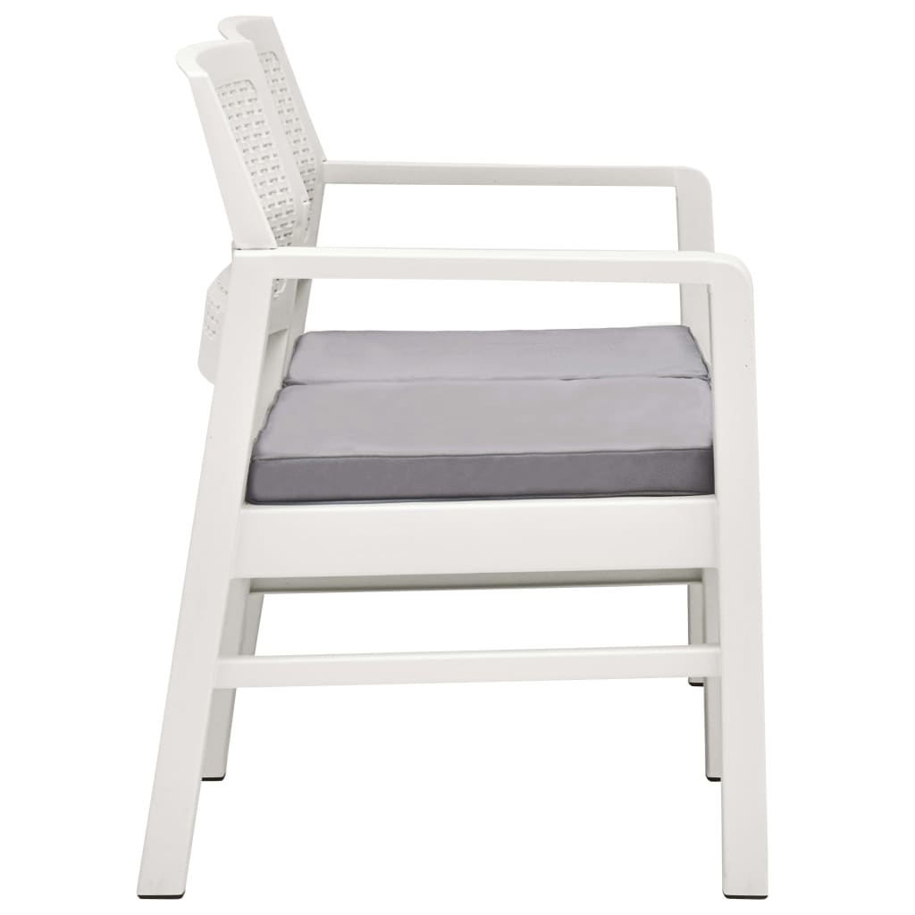 VidaXL 4-delige Loungeset met kussens kunststof wit