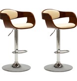 VidaXL Barstoelen 2 st gebogen hout en kunstleer crème