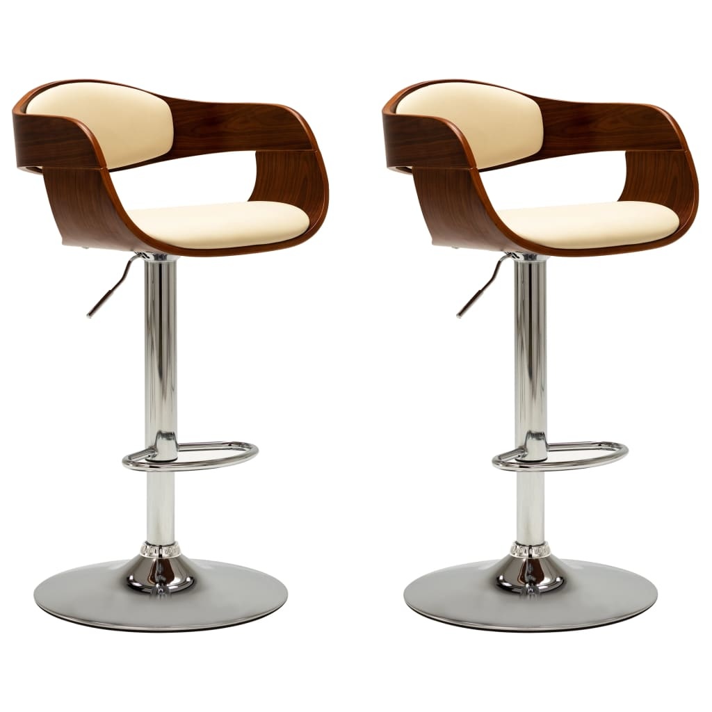 VidaXL Barstoelen 2 st gebogen hout en kunstleer crème