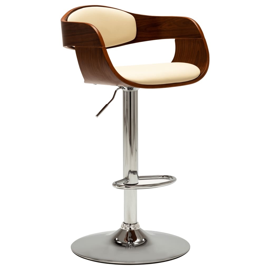 VidaXL Barstoelen 2 st gebogen hout en kunstleer crème