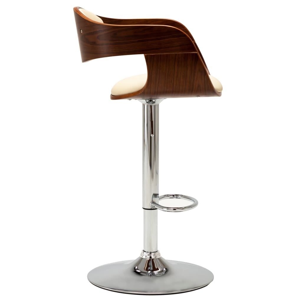 VidaXL Barstoelen 2 st gebogen hout en kunstleer crème