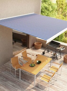 VidaXL Luifel handmatig 450x300 cm blauw en wit