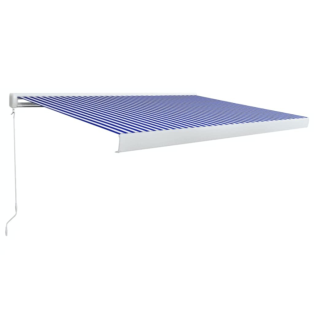 vidaXL Luifel handmatig 400x300 cm blauw en wit