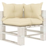 VidaXL Tuinbank 3-zits met crèmekleurige kussens pallet hout