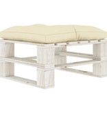 VidaXL Tuinpoef met crèmekleurig kussen pallet hout