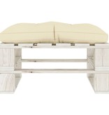 VidaXL Tuinpoef met crèmekleurig kussen pallet hout