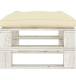 VidaXL Tuinpoef met crèmekleurig kussen pallet hout