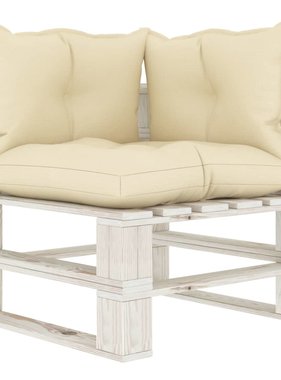 VidaXL Tuinhoekbank met crèmekleurige kussens pallet hout
