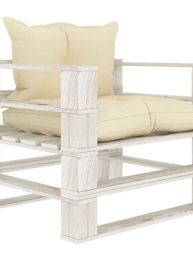 VidaXL Tuinbank met crèmekleurige kussens pallet hout