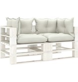 VidaXL Tuinbank 2-zits met beige kussens pallet hout