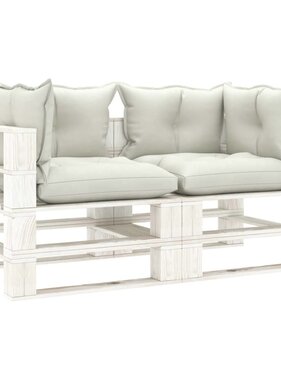 VidaXL Tuinbank 2-zits met beige kussens pallet hout