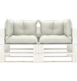 VidaXL Tuinbank 2-zits met beige kussens pallet hout
