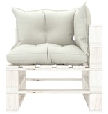 VidaXL Tuinbank 2-zits met beige kussens pallet hout
