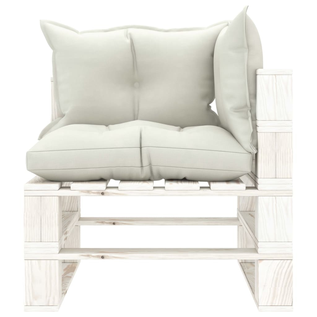 VidaXL Tuinbank 2-zits met beige kussens pallet hout