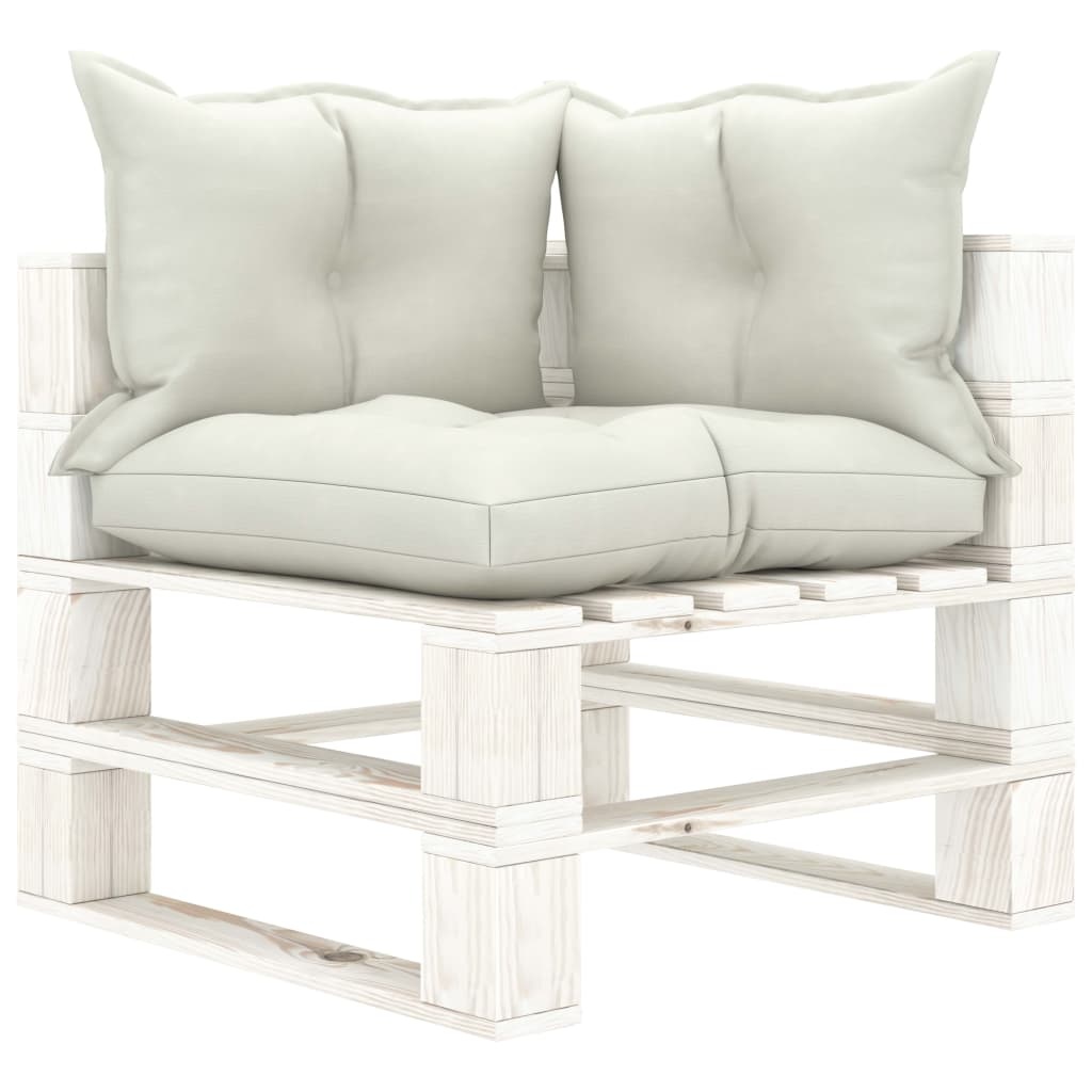 VidaXL Tuinbank 2-zits met beige kussens pallet hout