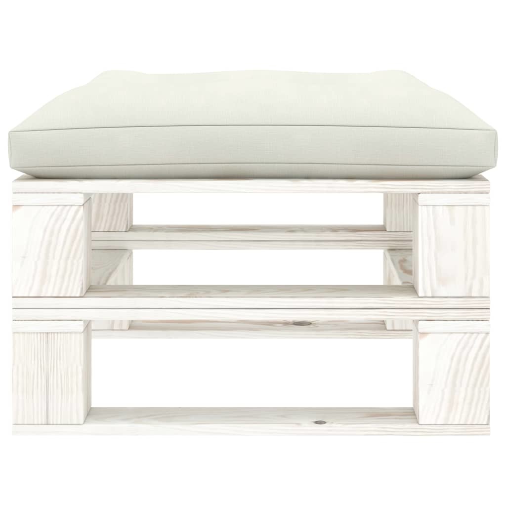 VidaXL Tuinpoef met beige kussen pallet hout