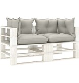 VidaXL Tuinbank 2-zits met taupekleurige kussens pallet hout