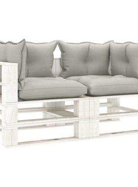 VidaXL Tuinbank 2-zits met taupekleurige kussens pallet hout