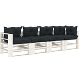 VidaXL Tuinbank 4-zits met antracietkleurige kussens pallet hout