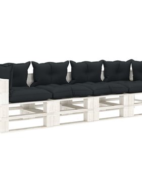 VidaXL Tuinbank 4-zits met antracietkleurige kussens pallet hout